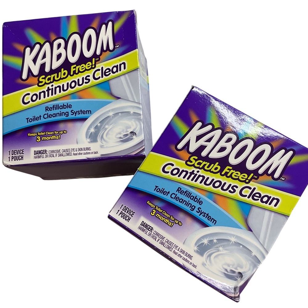 Kaboom Scrub Free Continuous Clean Toilet Cleaning System 2 Pack Refillable New